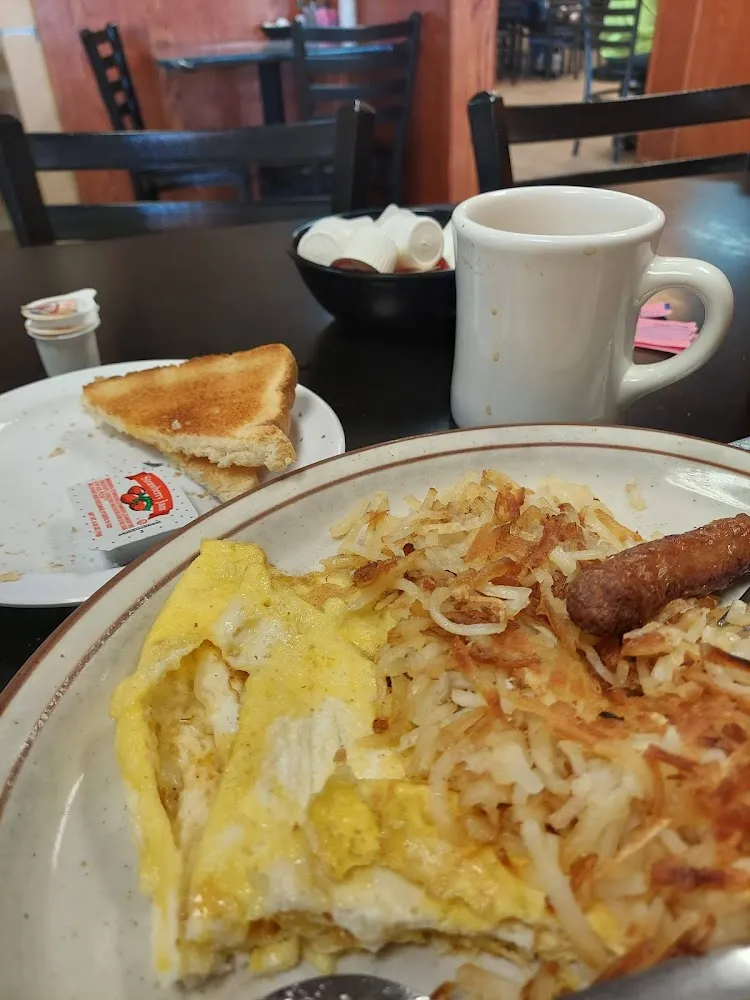 Eggs Hash Browns and Sausage Patties